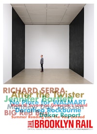 RICHARD SERRA, "UNION," 2011. PAINTSTICK ON BELGIAN LINEN. TWO PANELS, DIMENSIONS VARIABLE. PRIVATE COLLECTION. &copy; RICHARD SERRA. PHOTO: ROB MCKEEVER